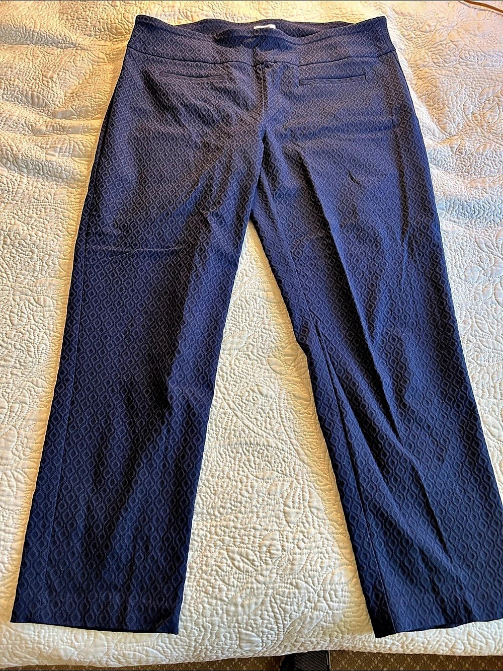 Jones New York Geometric Straight Leg Pants in Blue Size 18W